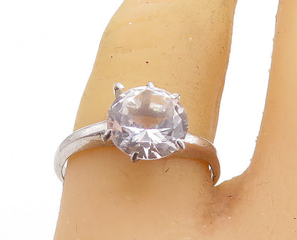 UNCAS 925 Sterling Silver  Prong Set Topaz Shiny Solitaire Ring Sz 8  RG7379