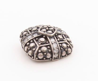 925 Sterling Silver Vintage Pendant Dark Toned CZ Dotted Square Design  PT24656