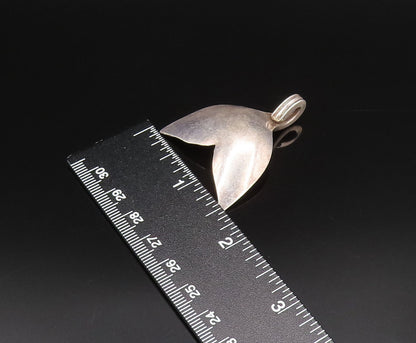 925 Sterling Silver  Vintage Minimalist Whale Tail Dome Pendant  PT21746