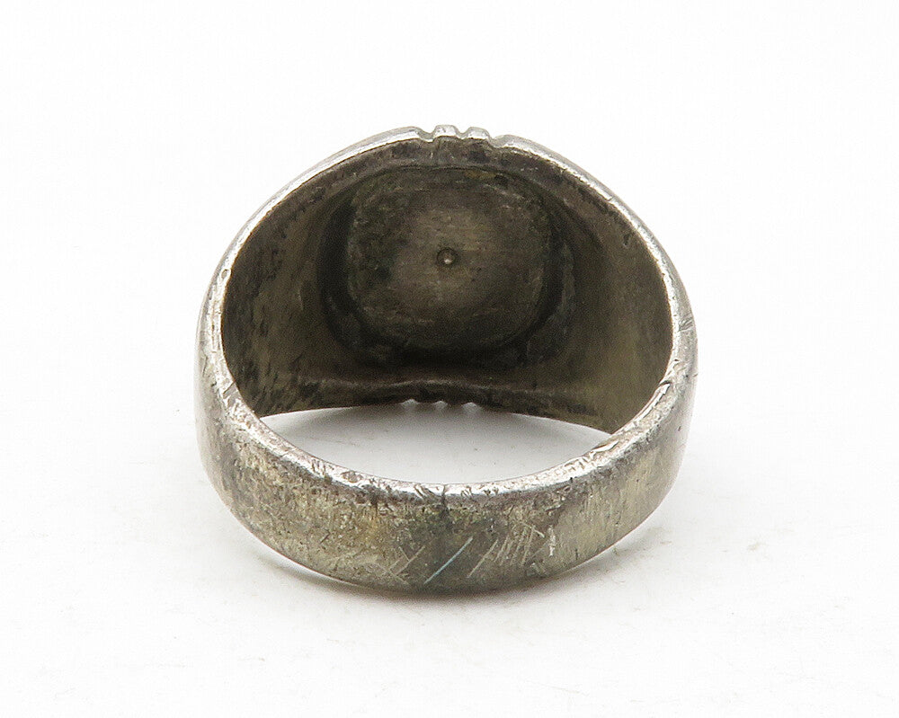 HAND & HAMMER 925 Silver  Vintage Dark Tone Smooth Dome Band Ring Sz 8 RG12196