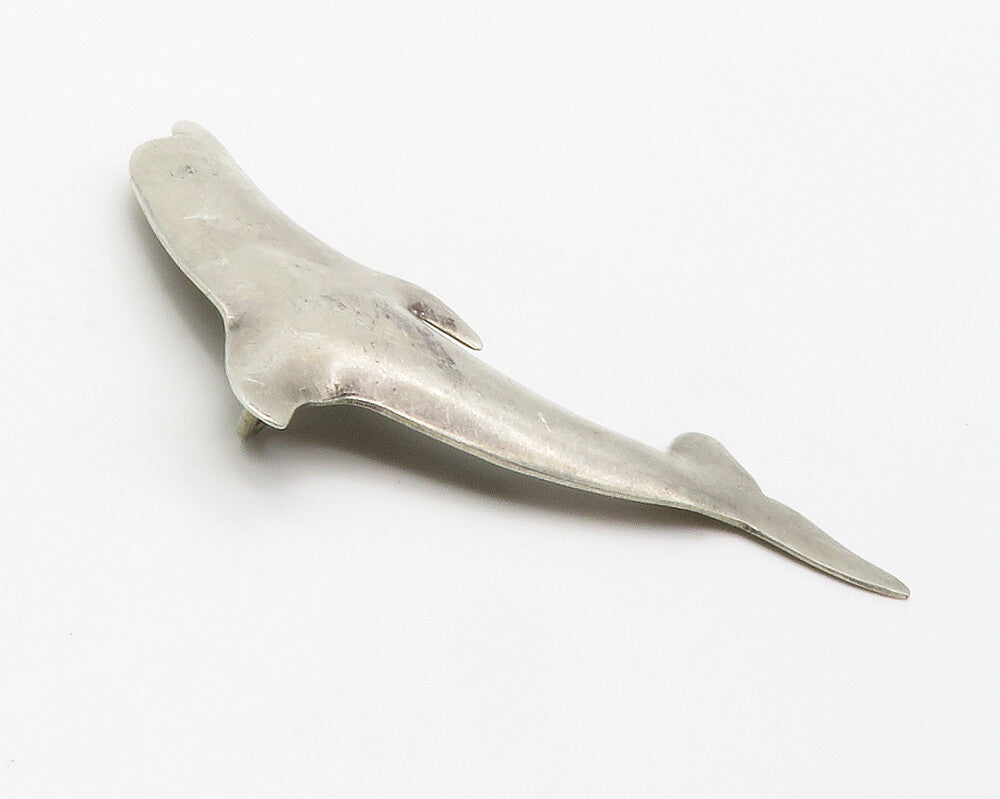 INTERNATIONAL 925 Sterling Silver Vintage Leaping Dolphin Brooch Pin BP5501