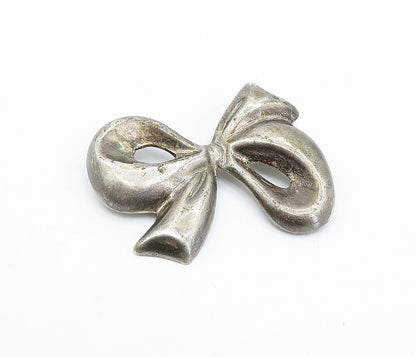MEXICO 925 Sterling Silver  Vintage Dark Tone Ribbon Bow Brooch Pin  BP1320
