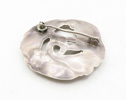 MEXICO 925 Sterling Silver  Vintage Dark Tone Floral Knot Brooch Pin  BP4503