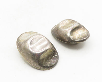 MEXICO 925 Sterling Silver  Vintage Hollow Dome Non Pierce Earrings  EG5134