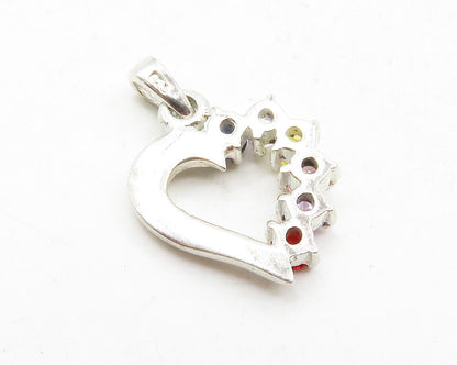 925 Sterling Silver Tanzanite & Multi Color Topaz Love Heart Pendant PT9981