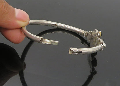 925 Sterling Silver  Vintage Cabochon Cut Black Onyx Bangle Bracelet  BT8386