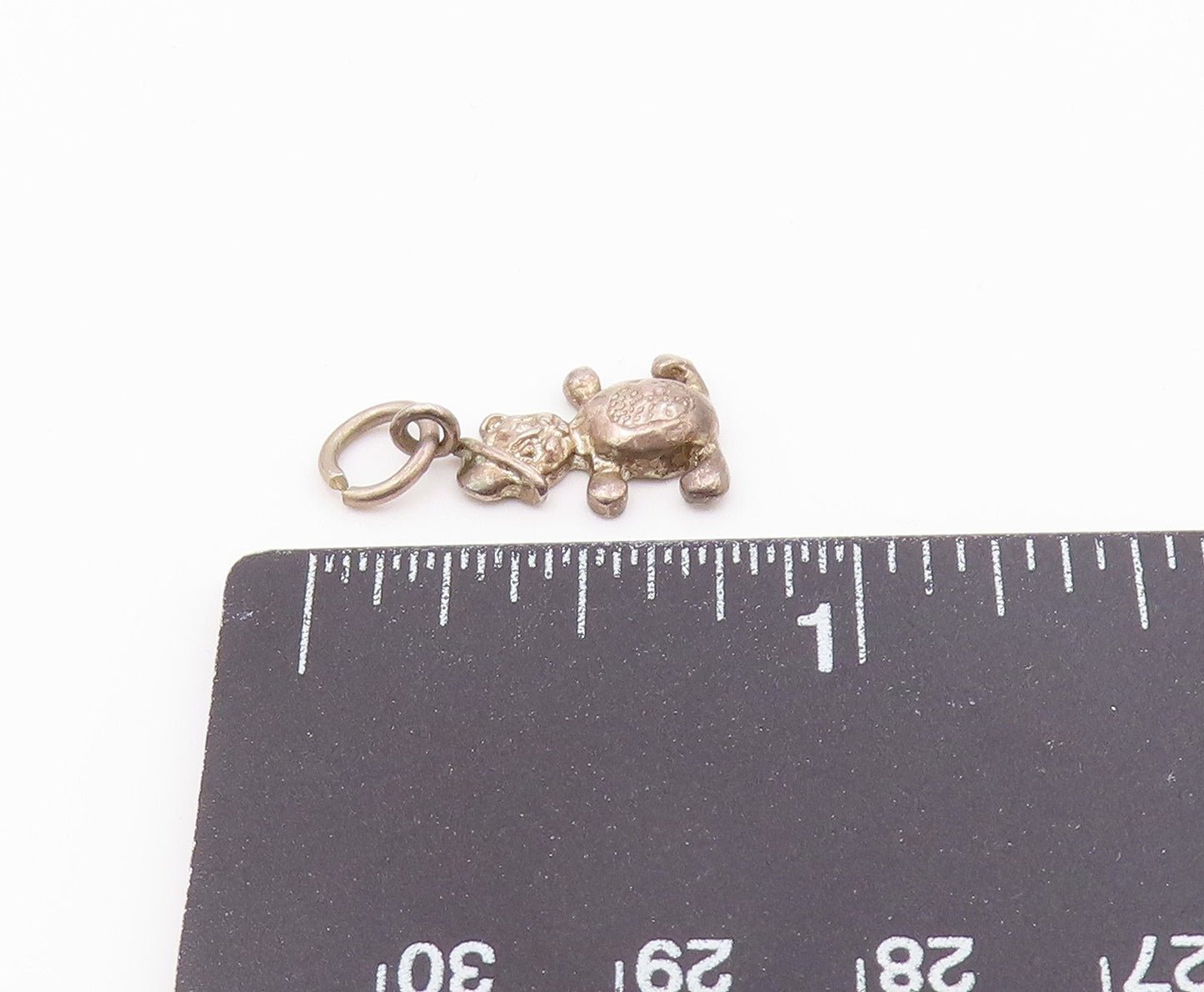 925 Sterling Silver  Vintage Petite Dark Tone Teddy Bear Pendant  PT12713