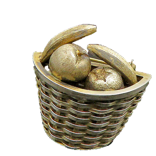 JANNA MEXICO 925 Sterling Silver  Vintage Shiny Fruit Basket Brooch Pin BP9134