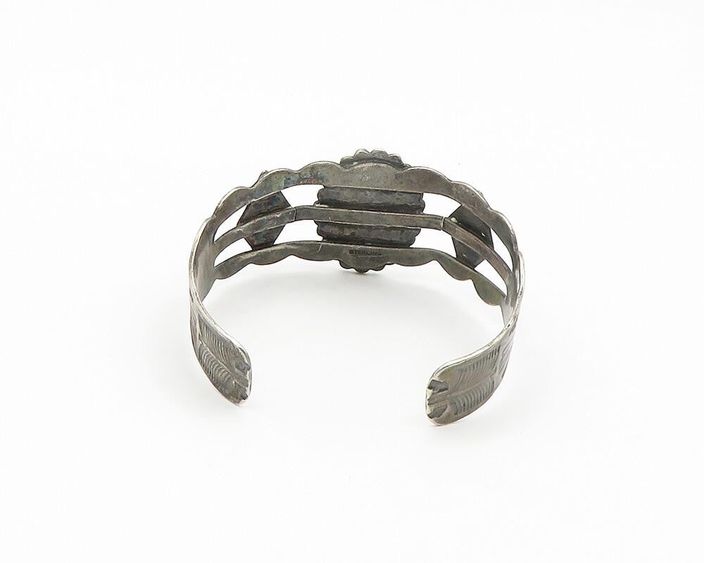 SOUTHWESTERN 925 Silver Vintage Antique Turquoise Peyote Cuff Bracelet BT7090