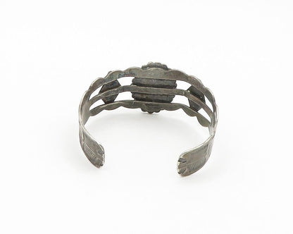 SOUTHWESTERN 925 Silver Vintage Antique Turquoise Peyote Cuff Bracelet BT7090