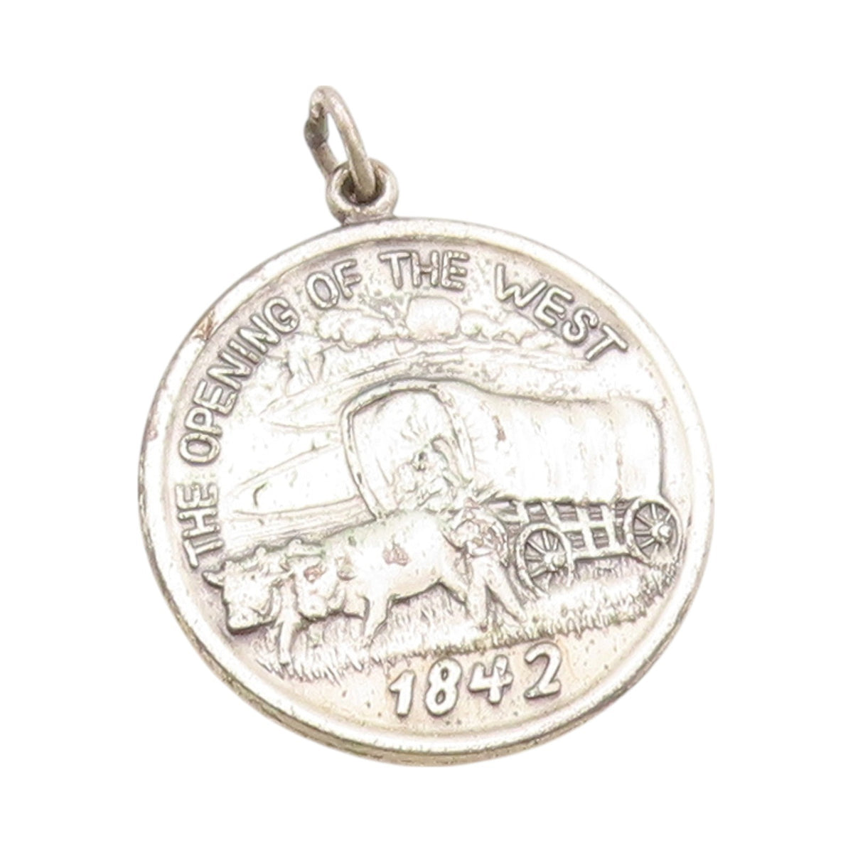 925 Sterling Silver Vintage Pendant Dark Tone 1842 Industrial Era Coin  PT24071