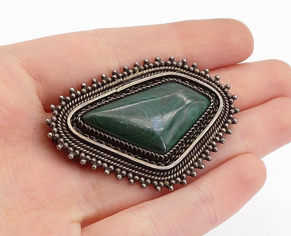 ISRAEL 925 Sterling Silver  Vintage Eilat Stone Twist Border Brooch Pin BP1580