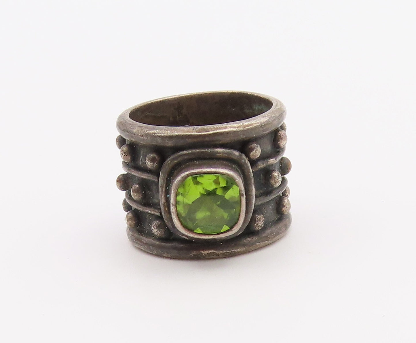 925 Sterling Silver Vintage Ring DEBORAH ARMSTRONG Peridot Band  Sz 6  RG36530
