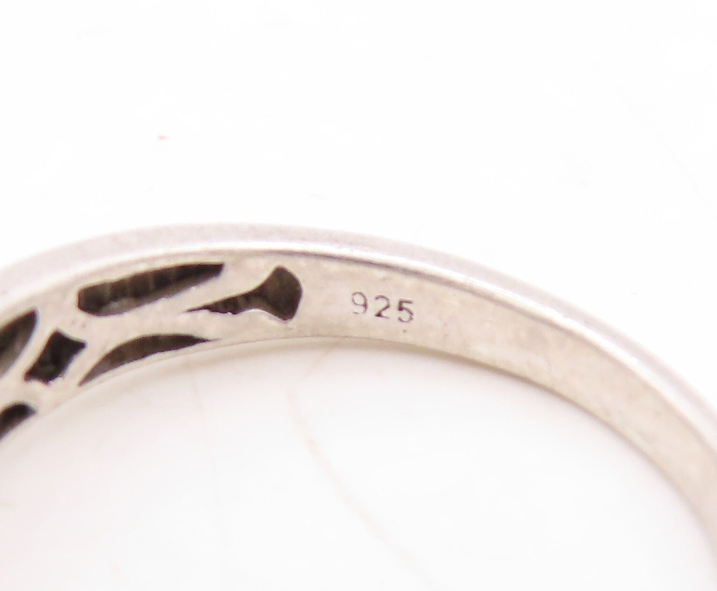 925 Sterling Silver Vintage Ring Square Real Diamonds Inlay  Sz 7  RG31586