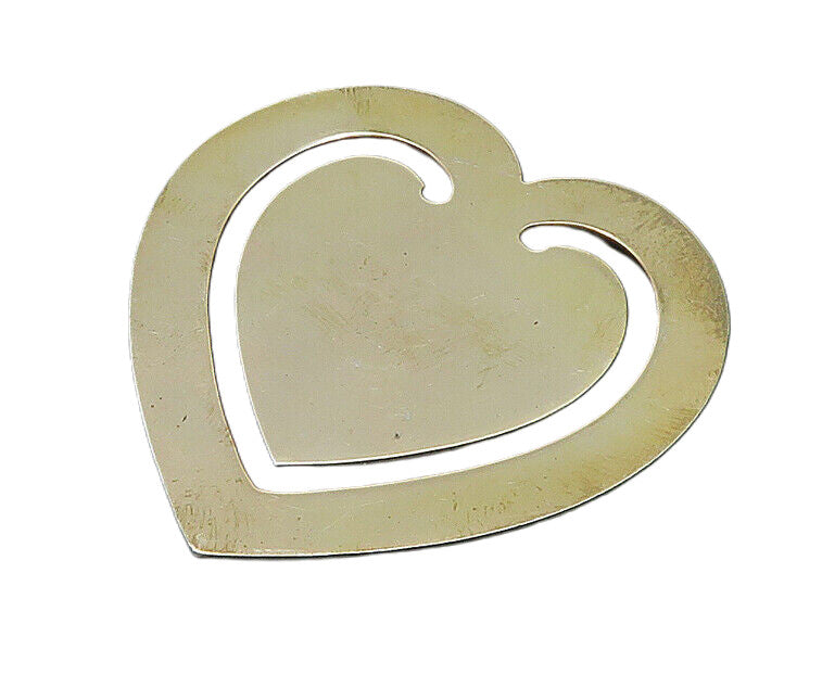 925 Sterling Silver  Vintage Shiny Smooth Love Heart Motif Book Mark  TR3190