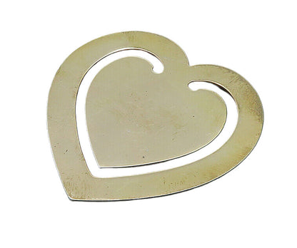 925 Sterling Silver  Vintage Shiny Smooth Love Heart Motif Book Mark  TR3190