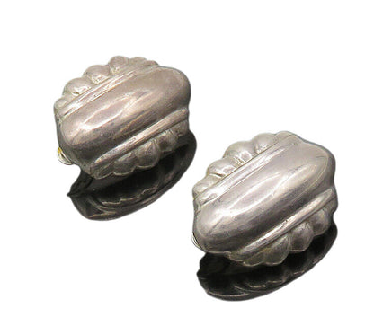 PAT AIRESS 925 Sterling Silver  Vintage Shiny Dome Non Pierce Earrings  EG9070