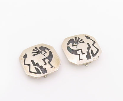 NAVAJO 925 Sterling Silver  Vintage Ancient Egyptian Carved Earrings  EG12566