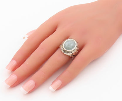 925 Sterling Silver Vintage Ring CAROLYN POLLACK Gemstone Etched  SZ 8.5 RG32070