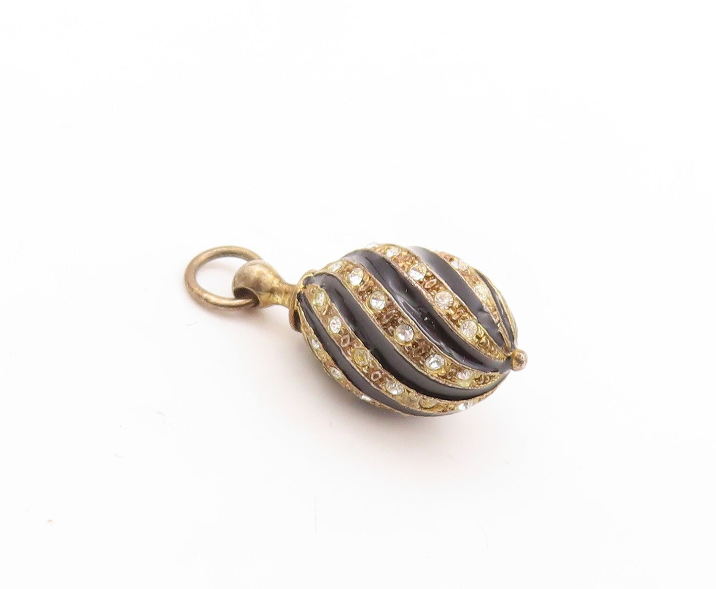 925 Sterling Silver Vintage Pendant Gold Plated Enameled CZ Inlay  PT23600