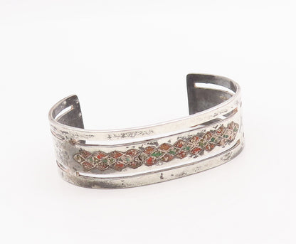 925 Sterling Silver Vintage Bracelet CRITCHELL NAVAJO Crushed Turquoise  BT10521