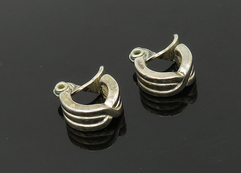 925 Sterling Silver   Vintage Shiny Petite Non Pierce Hoop Earrings  EG10190