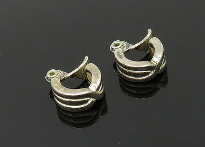 925 Sterling Silver   Vintage Shiny Petite Non Pierce Hoop Earrings  EG10190