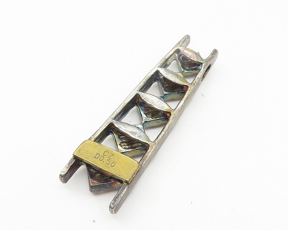 925 Sterling Silver  Vintage Half Carat Genuine Diamonds Ladder Pendant  PT8817