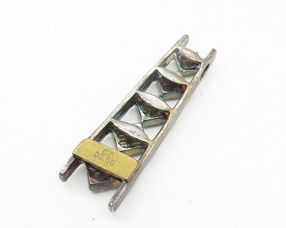 925 Sterling Silver  Vintage Half Carat Genuine Diamonds Ladder Pendant  PT8817