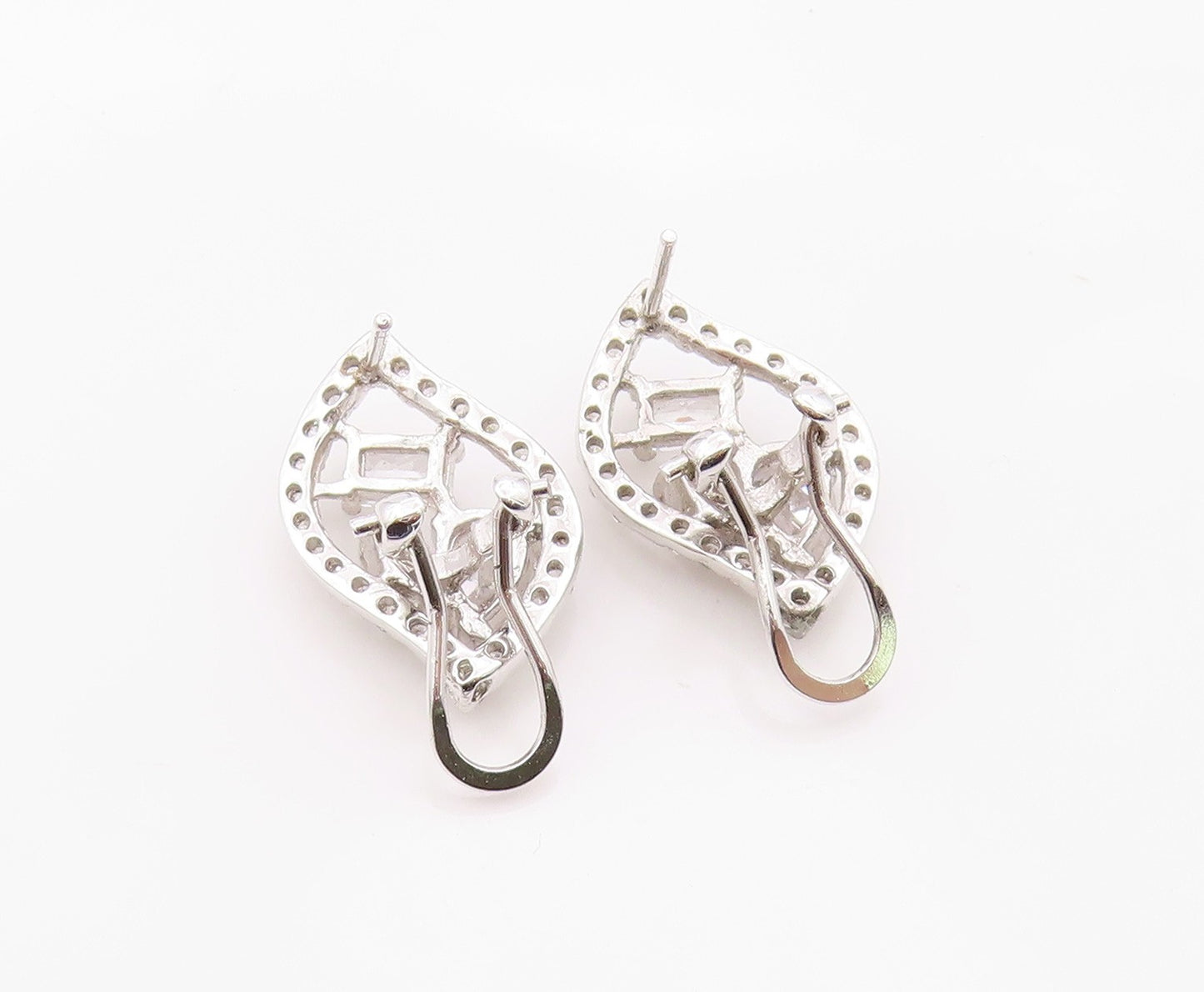 925 Sterling Silver Vintage Earrings Elegant Multi Shape CZ Floral Leaf  EG14371