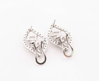 925 Sterling Silver Vintage Earrings Elegant Multi Shape CZ Floral Leaf  EG14371