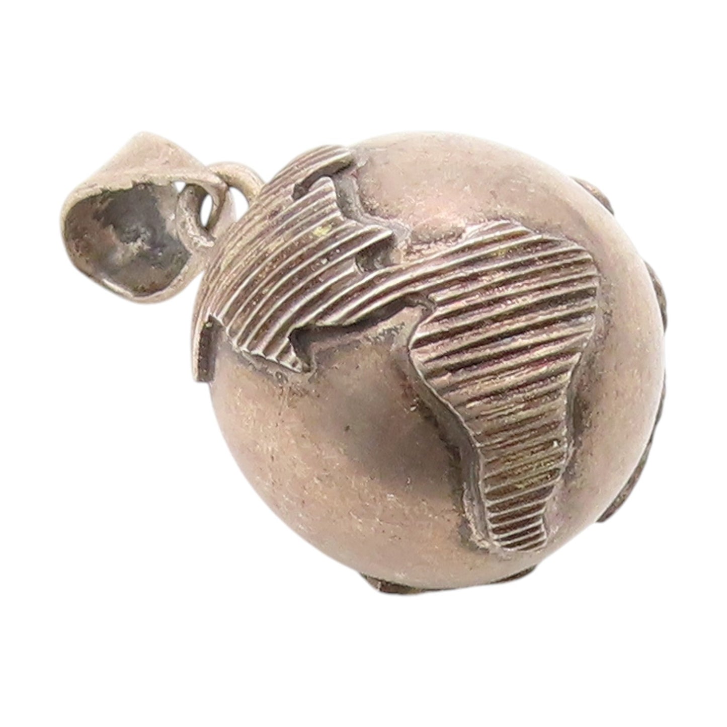 925 Sterling Silver Vintage Pendant Dark Tone Globe Bell Charm JINGLES  PT25084