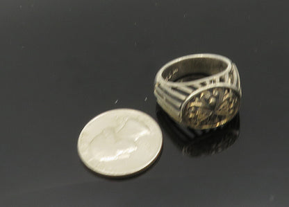 DESIGNER 925 Silver  Vintage Floral Love Heart Dome Band Ring Sz 9  RG20369