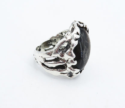 925 Sterling Silver  Vintage Tiger's Eye Sculpted Cocktail Ring Sz 10  RG4892