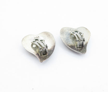 MEXICO 925 Sterling Silver Vintage Love Heart Non Pierce Earrings  EG2866