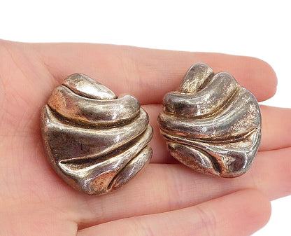 FREDERIC JEAN DUCLOS 925 Silver  Vintage Fluted Non Pierce Earrings  EG2601