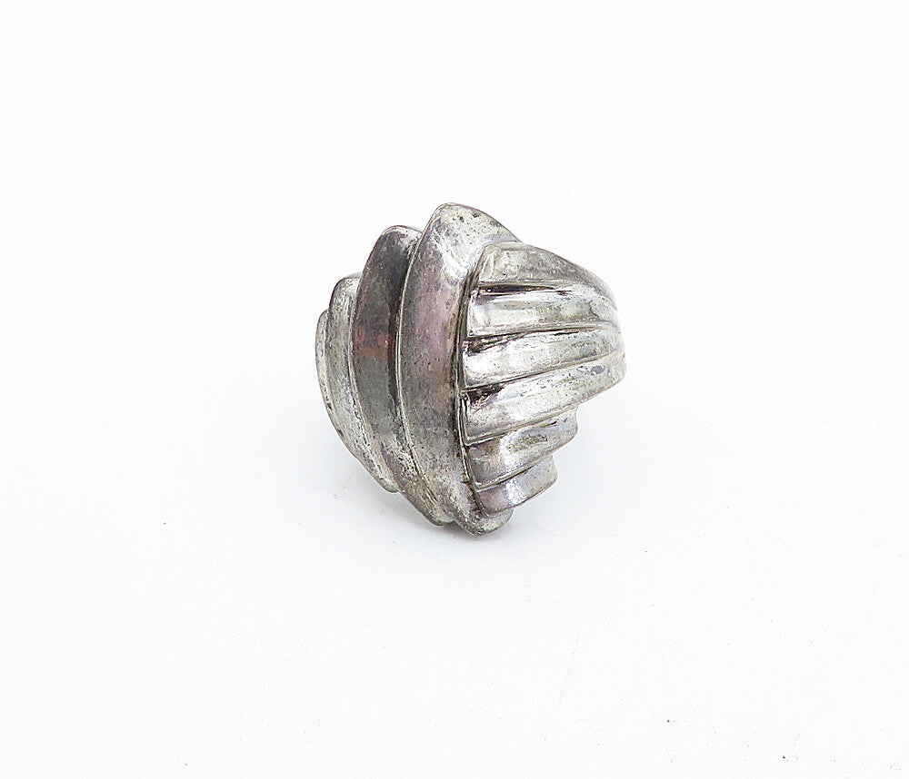 925 Sterling Silver  Vintage Dark Tone Fluted Design Band Ring Sz 6.5  RG4181