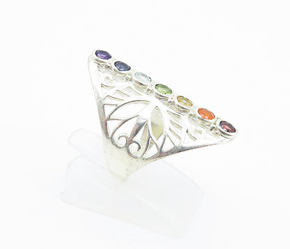 925 Silver  Amethyst Tanzanite Topaz Peridot & Citrine Ring Sz 6.5  RG8070