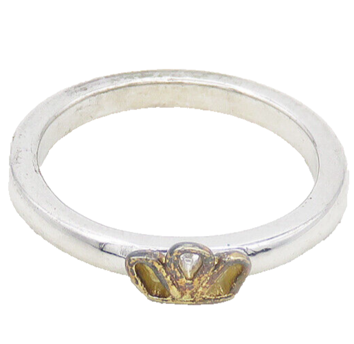IRELAND 925 Sterling Silver Vintage Shiny 2 Tone Crown Band Ring Sz 7  RG19307