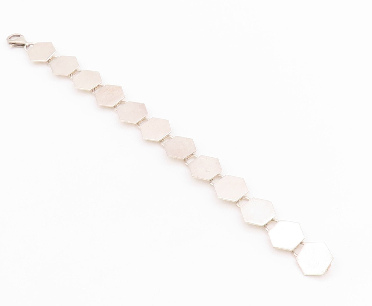 925 Sterling Silver Vintage Bracelet Minimalist Honeycomb Design Cutout  BT11308