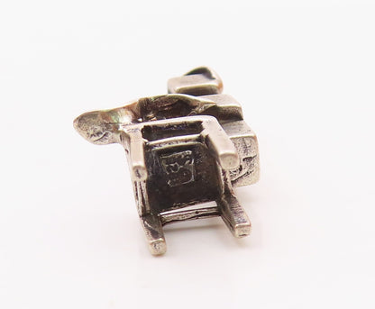 925 Sterling Silver  Dark Tone 2004 Ribbon Blocks & Chair Pendant  PT14498