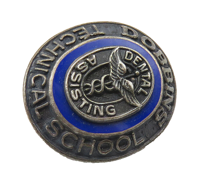 925 Sterling Silver  Vintage Enamel Dental Assisting School Brooch Pin  BP4190