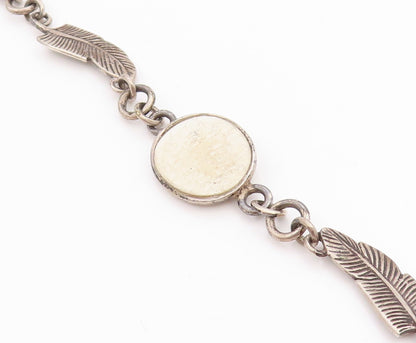925 Sterling Silver Vintage Bracelet Gemstone With Feather Band  BT11306