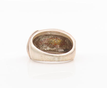 925 Sterling Silver Vintage Ring Designer Solid Etched Leaves Sz 6.5  RG27730