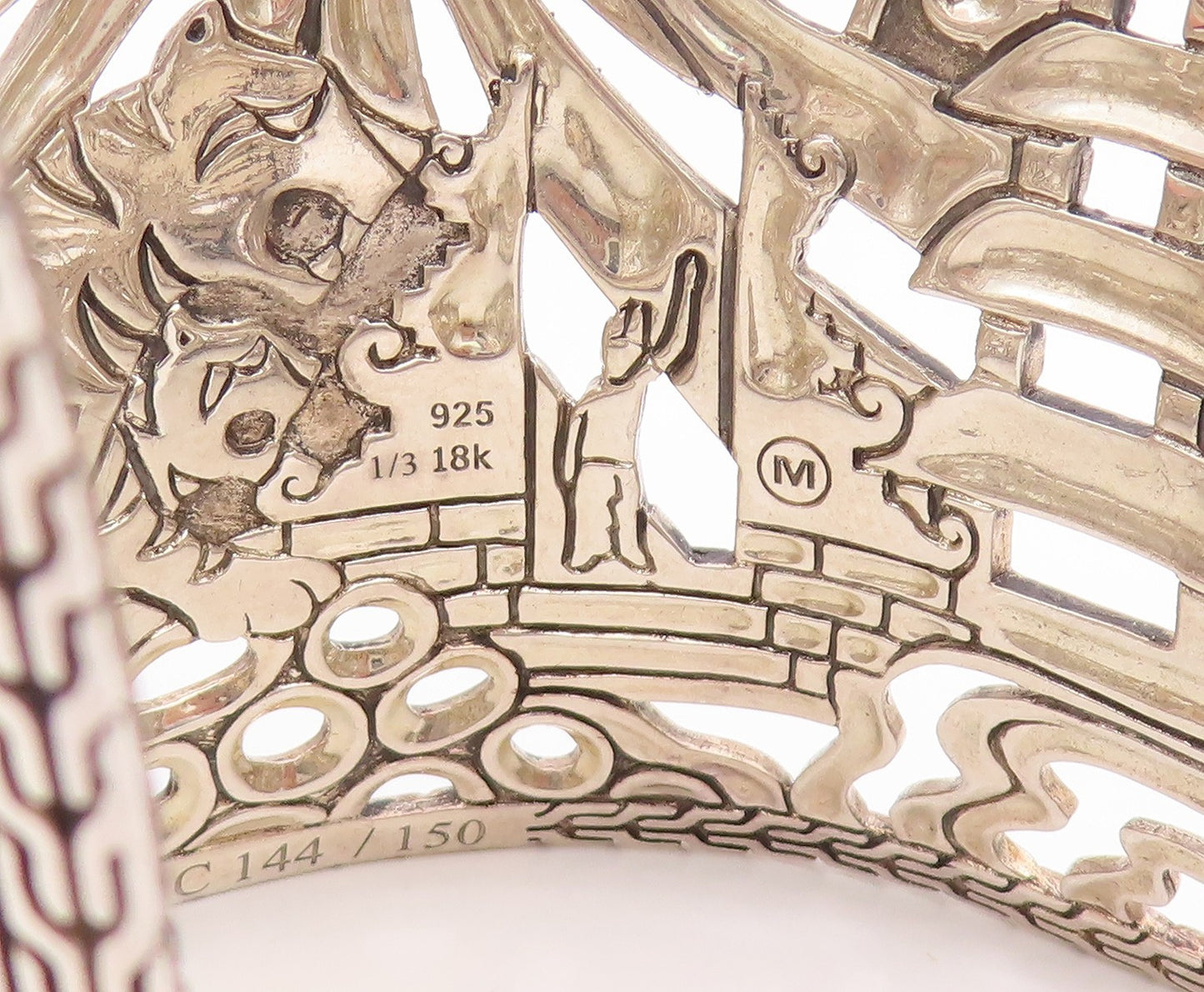 925 Sterling Silver Vintage Bracelet JOHN HARDY Large Macan Rare BT11910