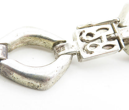 925 Sterling Silver  Vintage Smooth Open Hinge Link Chain Necklace  NE1336