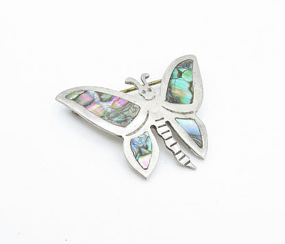 MEXICO 925 Sterling Silver  Vintage Abalone Shell Butterfly Brooch Pin  BP1335