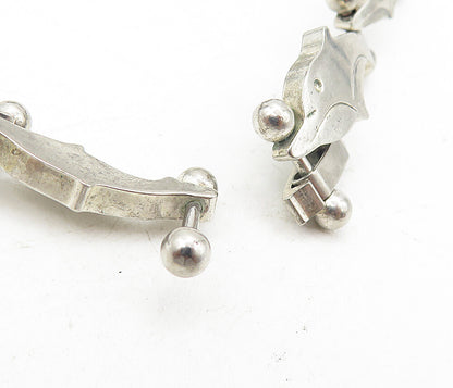 925 Sterling Silver  Vintage Shiny Dolphin Motif Link Chain Bracelet  BT3745