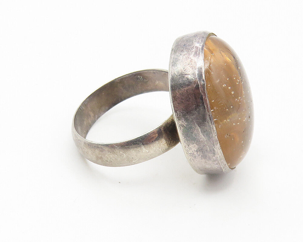 925 Sterling Silver  Vintage Cabochon Cut Topaz Cocktail Ring Sz 6  RG10743