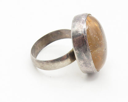 925 Sterling Silver  Vintage Cabochon Cut Topaz Cocktail Ring Sz 6  RG10743